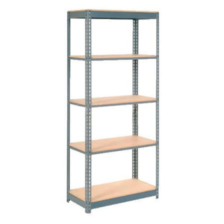Global Industrial 5 Shelf, Boltless Shelving, Starter, 48inW x 24inD x 84inH, Wood Deck 254444